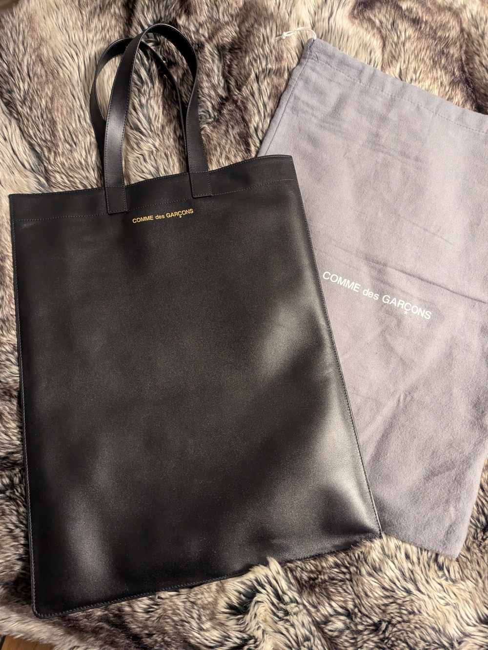 Comme des Garcons Black Leather Tote Bag